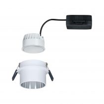 Spot encastré LED Gil IP44 rond 68mm Coin 6W 470lm 230V 2700K Blanc dépoli/Acier brossé (93384)