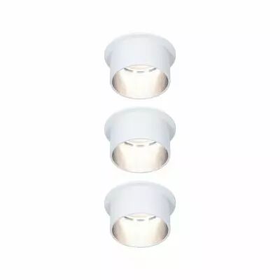 Spot encastr� LED Gil Kit de base IP44 rond 68mm Coin 3x6W 3x470lm 230V 2700K Blanc d�poli/Acier bross� (93385)