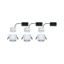 Spot encastré LED Gil Kit de base IP44 rond 68mm Coin 3x6W 3x470lm 230V 2700K Blanc dépoli/Acier brossé (93385)