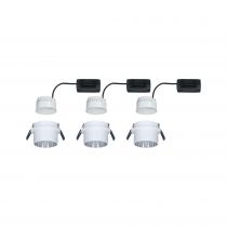 Spot encastré LED Gil Kit de base IP44 rond 68mm Coin 3x6W 3x470lm 230V 2700K Blanc dépoli/Acier brossé (93385)