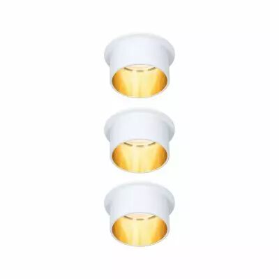 Spot encastr� LED Gil Kit de base IP44 rond 68mm Coin 3x6W 3x470lm 230V 2700K Blanc d�poli/Dor� (93381)