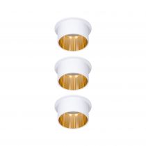 Spot encastré LED Gil Kit de base IP44 rond 68mm Coin 3x6W 3x470lm 230V 2700K Blanc dépoli/Doré (93381)