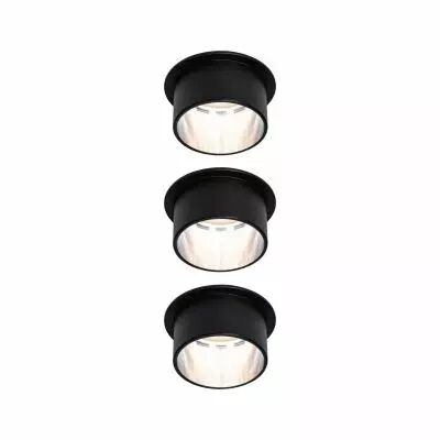 Spot encastr� LED Gil Kit de base IP44 rond 68mm Coin 3x6W 3x470lm 230V 2700K Noir mat/Acier bross� (93383)