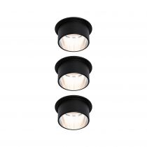 Spot encastré LED Gil Kit de base IP44 rond 68mm Coin 3x6W 3x470lm 230V 2700K Noir mat/Acier brossé (93383)