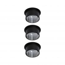 Spot encastré LED Gil Kit de base IP44 rond 68mm Coin 3x6W 3x470lm 230V 2700K Noir mat/Acier brossé (93383)