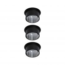 Spot encastré LED Gil Kit de base IP44 rond 68mm Coin 3x6W 3x470lm 230V 2700K Noir mat/Acier brossé (93383)