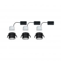 Spot encastré LED Gil Kit de base IP44 rond 68mm Coin 3x6W 3x470lm 230V 2700K Noir mat/Acier brossé (93383)