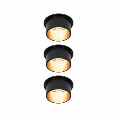 Spot encastr� LED Gil Kit de base IP44 rond 68mm Coin 3x6W 3x470lm 230V 2700K Noir mat/Dor� (93379)