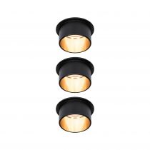Spot encastré LED Gil Kit de base IP44 rond 68mm Coin 3x6W 3x470lm 230V 2700K Noir mat/Doré (93379)