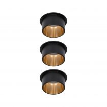Spot encastré LED Gil Kit de base IP44 rond 68mm Coin 3x6W 3x470lm 230V 2700K Noir mat/Doré (93379)