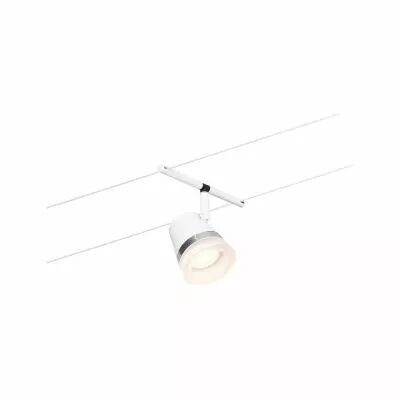 Spot pour cable tendu  Cone max10W Blanc d�p/Chrome GU5,3 12V CC Syn/M�tal (94462)