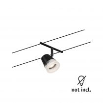 Spot pour cable tendu  Cone max10W noir dép/Chrome GU5,3 12V CC Syn/Métal (94464)