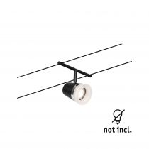 Spot pour cable tendu  Cone max10W noir dép/Chrome GU5,3 12V CC Syn/Métal (94464)