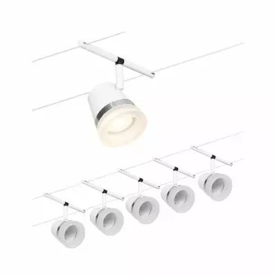Spot pour cable tendu  Cone max5x10W Blanc d�p/chrome GU5,3 12V CC 60VA Syn/M�tal (94461)