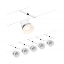 Spot pour cable tendu  Cone max5x10W Blanc dép/chrome GU5,3 12V CC 60VA Syn/Métal (94461)