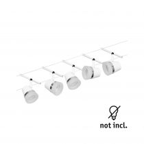 Spot pour cable tendu  Cone max5x10W Blanc dép/chrome GU5,3 12V CC 60VA Syn/Métal (94461)