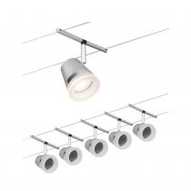 Spot pour cable tendu  Cone max5x10W Chrome dép/chrome GU5,3 12V CC 60VA Syn/Métal (94459)