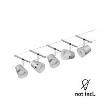 Spot pour cable tendu  Cone max5x10W Chrome dép/chrome GU5,3 12V CC 60VA Syn/Métal (94459)