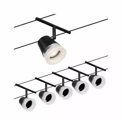 Spot pour cable tendu  Cone max5x10W noir d�p/chrome GU5,3 12V CC 60VA Syn/M�tal (94463)