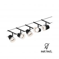 Spot pour cable tendu  Cone max5x10W noir dép/chrome GU5,3 12V CC 60VA Syn/Métal (94463)