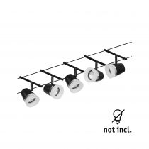 Spot pour cable tendu  Cone max5x10W noir dép/chrome GU5,3 12V CC 60VA Syn/Métal (94463)