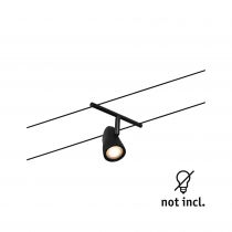 Spot pour cable tendu  Cup max10W noir dép/Chrome GU5,3 12V CC Syn/Métal (94470)