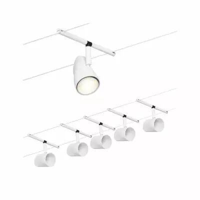 Spot pour cable tendu  Cup max5x10W Blanc d�p/chrome GU5,3 12V CC 60VA Syn/M�tal (94467)