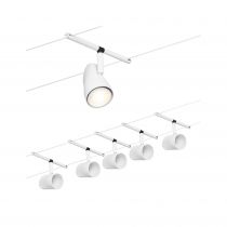 Spot pour cable tendu  Cup max5x10W Blanc dép/chrome GU5,3 12V CC 60VA Syn/Métal (94467)