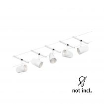 Spot pour cable tendu  Cup max5x10W Blanc dép/chrome GU5,3 12V CC 60VA Syn/Métal (94467)