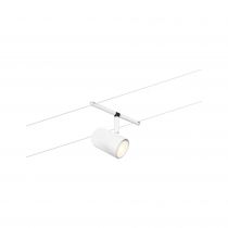 Spot pour cable tendu  Cup max5x10W Blanc dép/chrome GU5,3 12V CC 60VA Syn/Métal (94467)