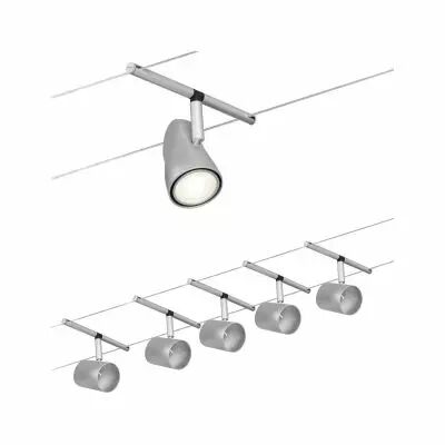 Spot pour cable tendu  Cup max5x10W Chrome d�p/chrome GU5,3 12V CC 60VA Syn/M�tal (94465)