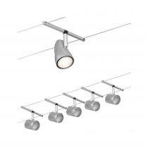 Spot pour cable tendu  Cup max5x10W Chrome dép/chrome GU5,3 12V CC 60VA Syn/Métal (94465)