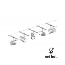 Spot pour cable tendu  Cup max5x10W Chrome dép/chrome GU5,3 12V CC 60VA Syn/Métal (94465)