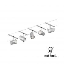 Spot pour cable tendu  Cup max5x10W Chrome dép/chrome GU5,3 12V CC 60VA Syn/Métal (94465)