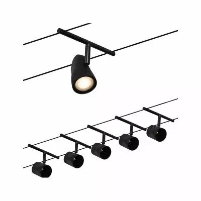 Spot pour cable tendu  Cup max5x10W noir d�p/chrome GU5,3 12V CC 60VA Syn/M�tal (94469)
