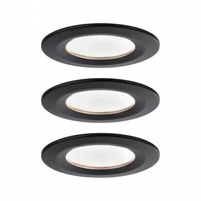 Spots encastr�s LED Nova rond 3x6,5W Blanc chaud Noir/d�poli fixe kit de3 (94473)