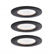 Spots encastrés LED Nova rond 3x6,5W Blanc chaud Noir/dépoli fixe kit de3 (94473)