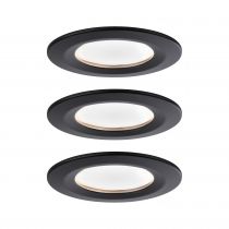 Spots encastrés LED Nova rond 3x6,5W Blanc chaud Noir/dépoli fixe kit de3 (94473)