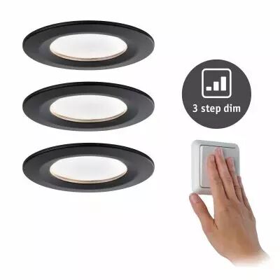 Spots encastr�s LED Nova rond 3x6,5W Noir/d�poli fixe gradable sur 3niveaux kit de 3 (94474)