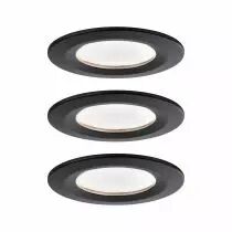 Spots encastrés LED Nova rond 3x6,5W Noir/dépoli fixe gradable sur 3niveaux kit de 3 (94474)