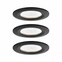 Spots encastrés LED Nova rond 3x6,5W Noir/dépoli fixe gradable sur 3niveaux kit de 3 (94474)