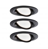 Spots encastrés LED Nova ronds 3x6,5W Blanc chaud Noir/dépoli orientable kit de3 (94471)