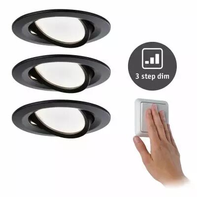 Spots encastr�s LED Nova ronds 3x6,5W Noir/d�poli orientable gradable sur 3niveaux Blanc chaud kit de3 (94472)