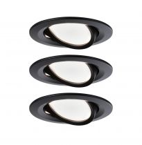 Spots encastrés LED Nova ronds 3x6,5W Noir/dépoli orientable gradable sur 3niveaux Blanc chaud kit de3 (94472)