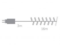 Straightlight LED - 16 m - 750 lampes multicolores - fil vert - 24 V (STL-LED-16-750-24V-MC)