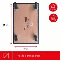 Support roulant pour meubles - rectangulaire - 650 x 400 mm - charge max. 400 kg (QT407)