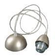 Suspension acier bross avec cble PVC transparent de 1m et douille E27 filete