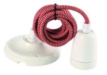 Suspension Cramique Blanche + 2m Cble Tress Blanc/Rouge (187559)