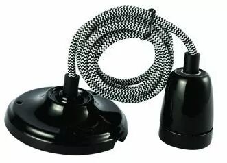 Suspension C�ramique Noire + 2m C�ble Noir/Blanc (187562)