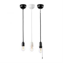 Suspension E27 en Bakelite noire avec cable Tissu noir 1,5m (100636)